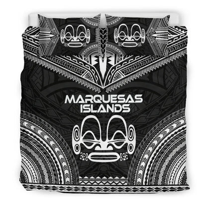 Marquesas Islands Polynesian Chief Duvet Cover Set - Black Version