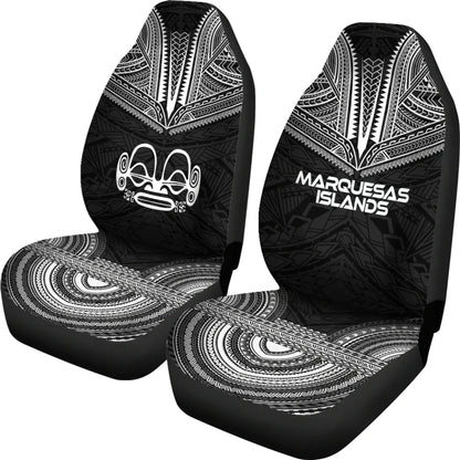 Marquesas Islands Car Seat Cover - Marquesas Islands Tiki Face Polynesian Chief Tattoo Black Version
