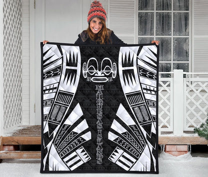 Marquesas Islands Premium Quilt - Marquesas Islands Tiki Face Polynesian White Tattoo