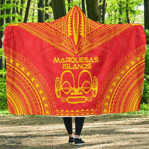 Marquesas Islands Flag Polynesian Chief Hooded Blanket
