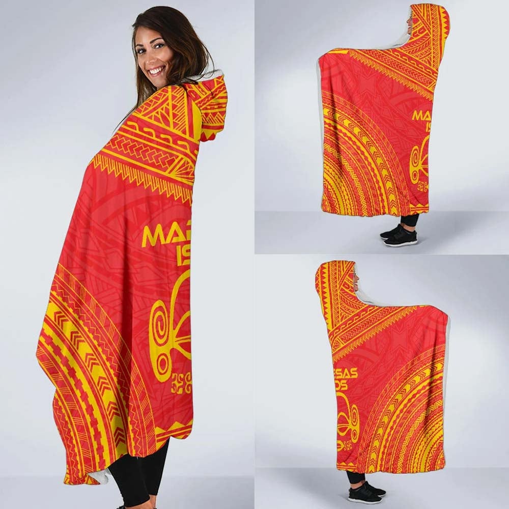 Marquesas Islands Flag Polynesian Chief Hooded Blanket