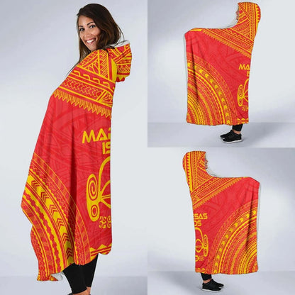 Marquesas Islands Flag Polynesian Chief Hooded Blanket