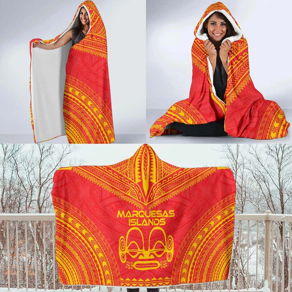 Marquesas Islands Flag Polynesian Chief Hooded Blanket