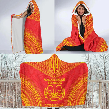 Marquesas Islands Flag Polynesian Chief Hooded Blanket