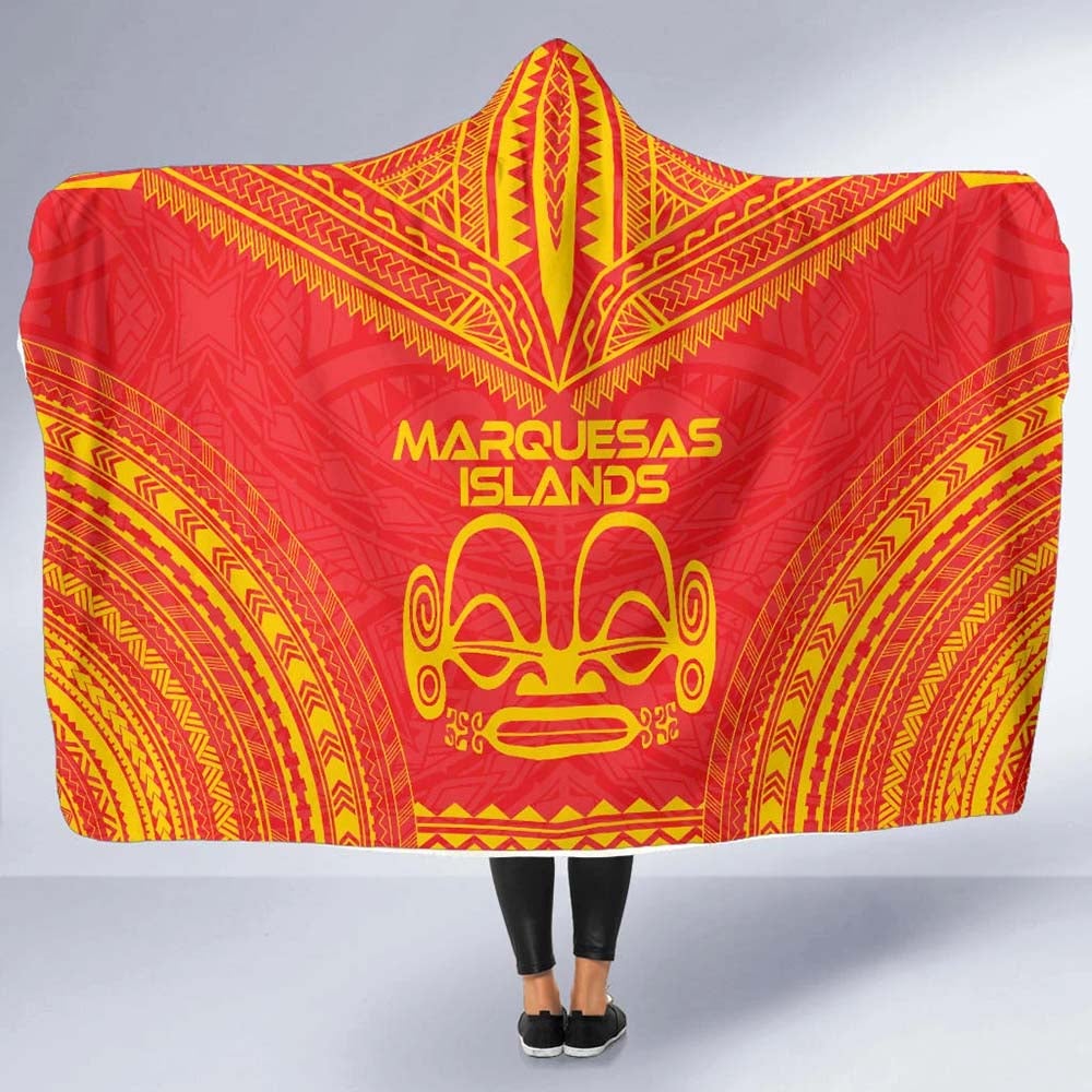 Marquesas Islands Flag Polynesian Chief Hooded Blanket