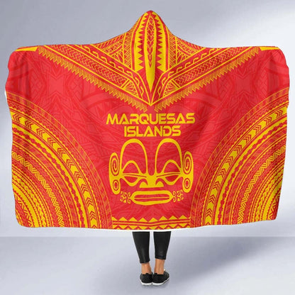 Marquesas Islands Flag Polynesian Chief Hooded Blanket