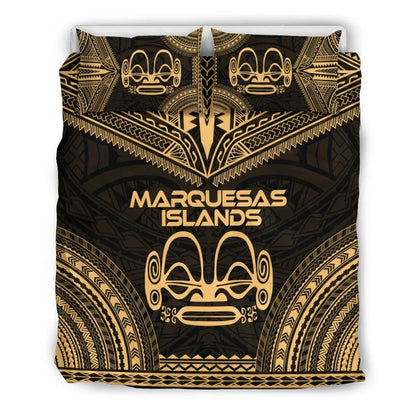 Marquesas Islands Polynesian Chief Duvet Cover Set - Gold Version