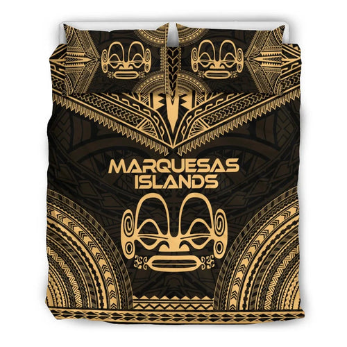 Marquesas Islands Polynesian Chief Duvet Cover Set - Gold Version
