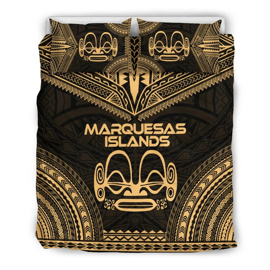 Marquesas Islands Polynesian Chief Duvet Cover Set - Gold Version