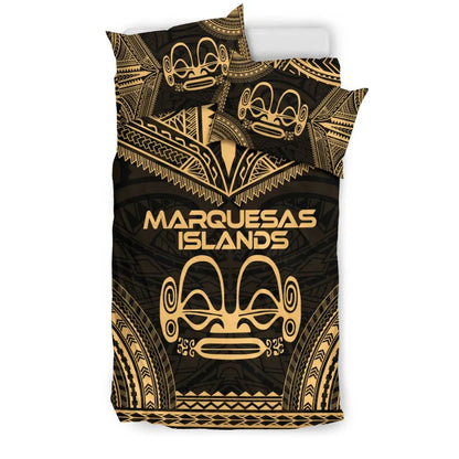 Marquesas Islands Polynesian Chief Duvet Cover Set - Gold Version
