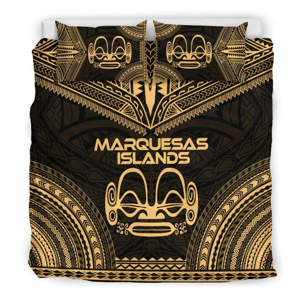 Marquesas Islands Polynesian Chief Duvet Cover Set - Gold Version