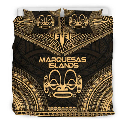 Marquesas Islands Polynesian Chief Duvet Cover Set - Gold Version