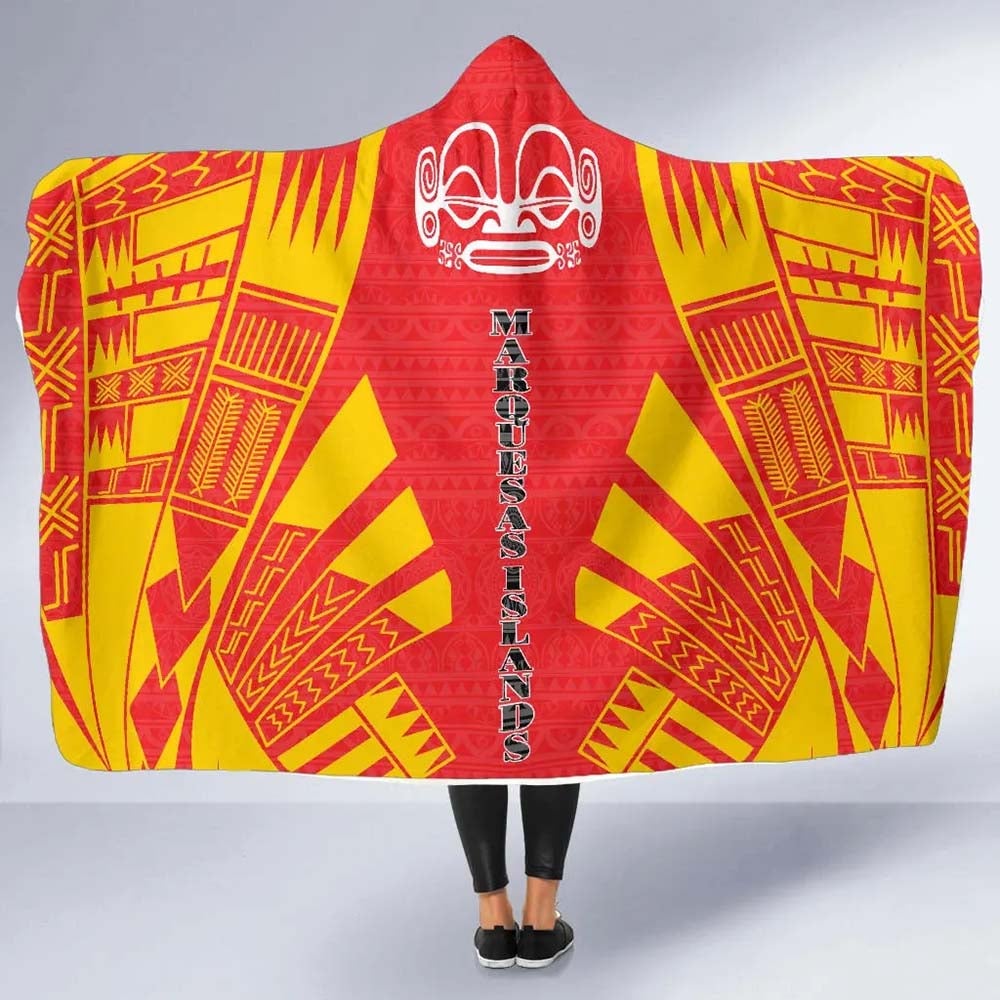 Marquesas Islands Hooded Blanket - Polynesian Tattoo Flag