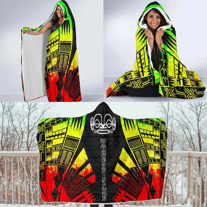 Marquesas Islands Hooded Blanket - Polynesian Tattoo Reggae