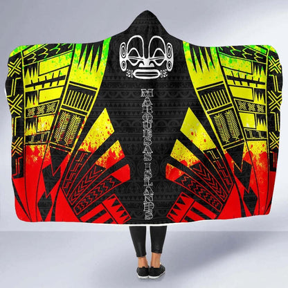 Marquesas Islands Hooded Blanket - Polynesian Tattoo Reggae