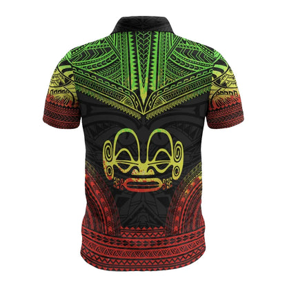 Marquesas Islands Polo Shirt - Marquesas Islands Tiki Face Polynesian Chief Tattoo Reggae Version