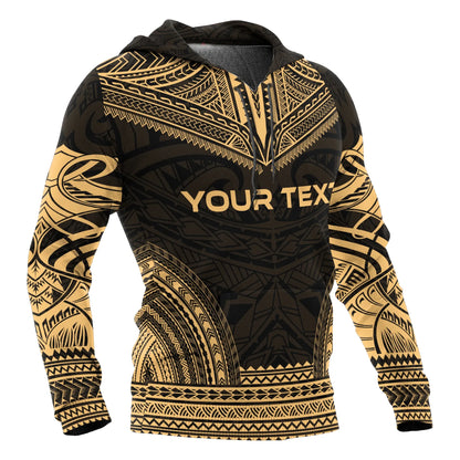 Marquesas Islands Polynesian Chief Custom Personalised Hoodie - Gold Version