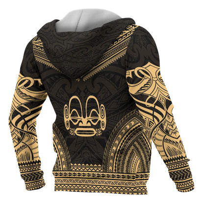 Marquesas Islands Polynesian Chief Custom Personalised Hoodie - Gold Version