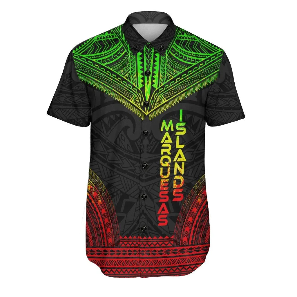 Marquesas Islands Polynesian Chief Short Sleeve Shirt - Reggae Version