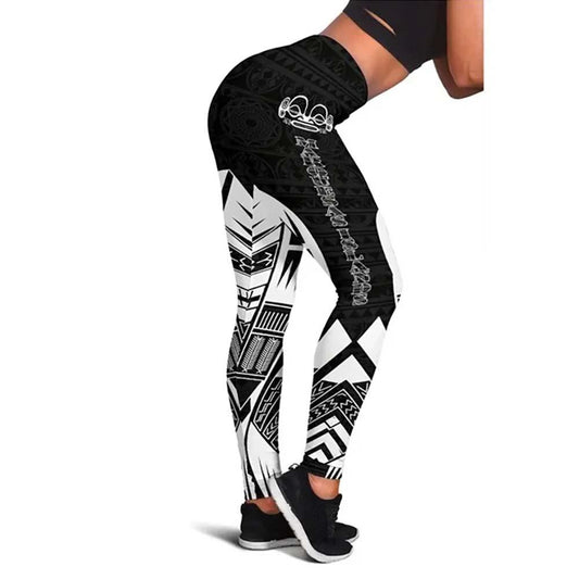 Marquesas Islands Polynesian Legging - Polynesian Tattoo Black Version
