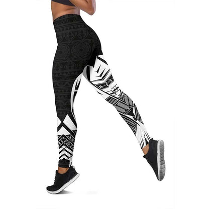 Marquesas Islands Polynesian Legging - Polynesian Tattoo Black Version