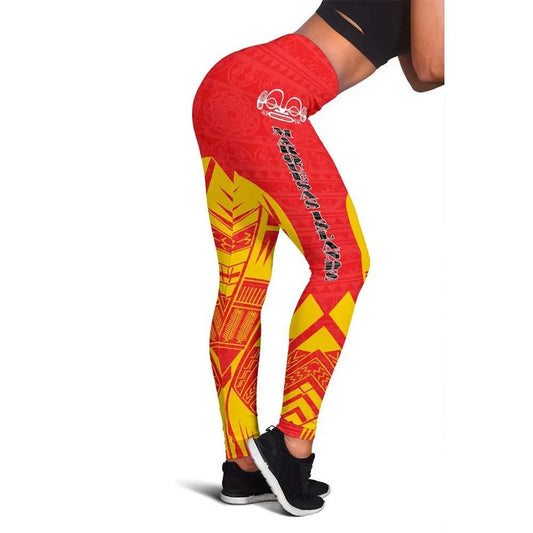 Marquesas Islands Polynesian Legging - Polynesian Tattoo Flag Version