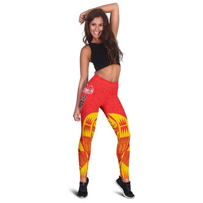 Marquesas Islands Polynesian Legging - Polynesian Tattoo Flag Version