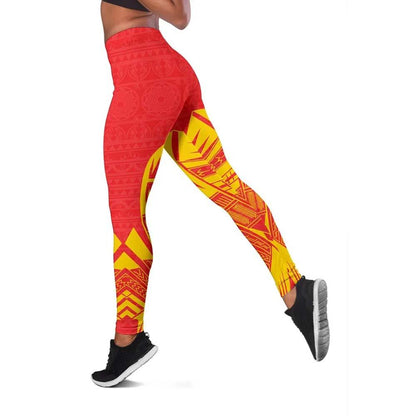 Marquesas Islands Polynesian Legging - Polynesian Tattoo Flag Version
