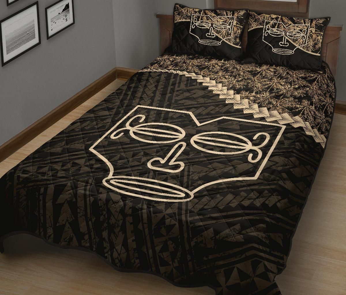 Marquesas Islands Polynesian Quilt Bed Set Golden Coconut