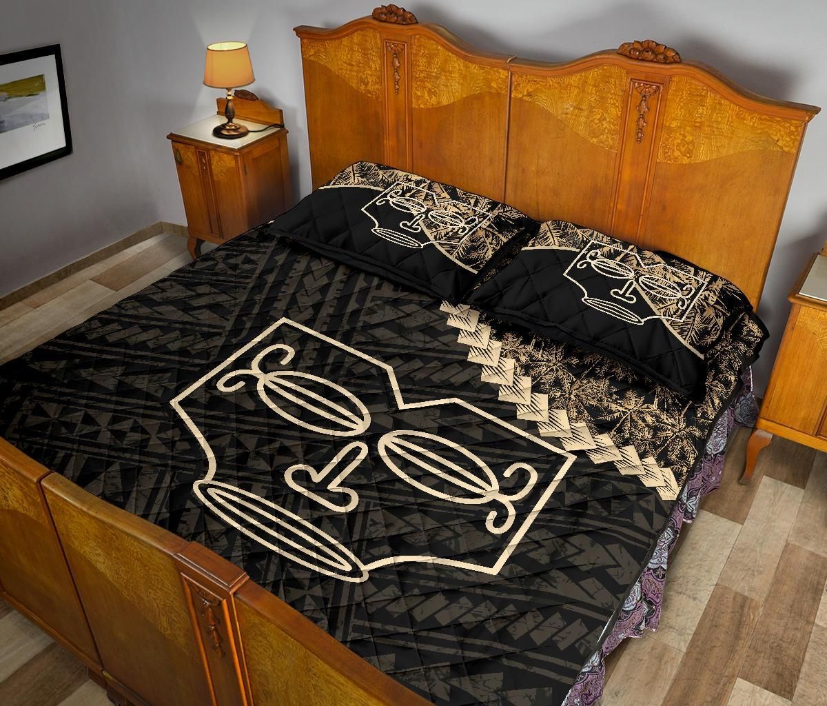 Marquesas Islands Polynesian Quilt Bed Set Golden Coconut