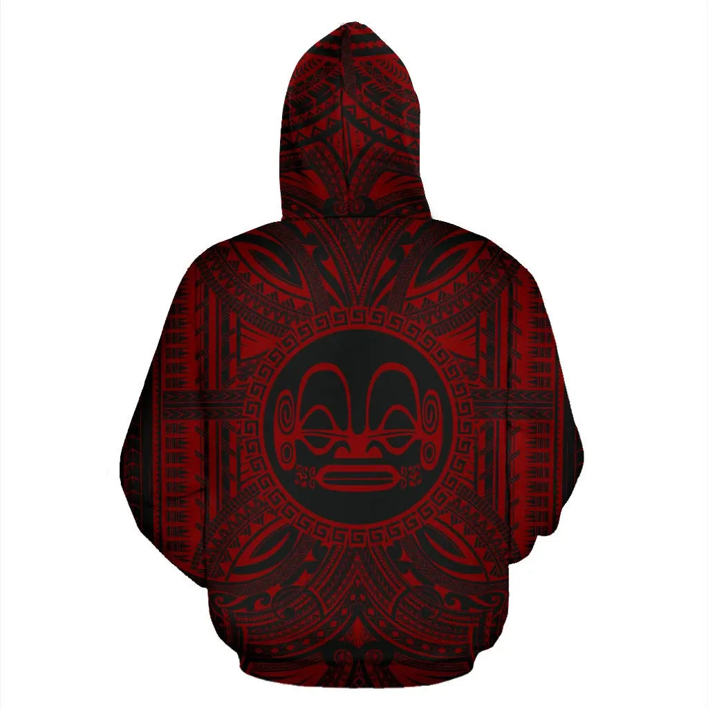 Marquesas Islands All Over Hoodie - Marquesas Islands Coat Of rms Polynesian Red Black