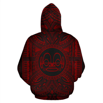 Marquesas Islands All Over Hoodie - Marquesas Islands Coat Of rms Polynesian Red Black