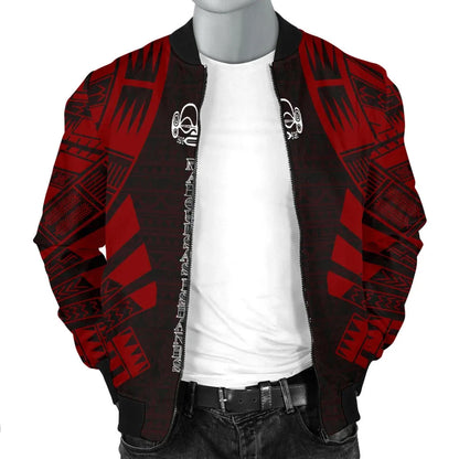 Marquesas Islands Bomber Jackets - Polynesian Tattoo Red