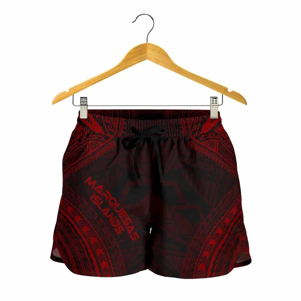 Marquesas Islands Women Shorts - Polynesian Chief Red Version