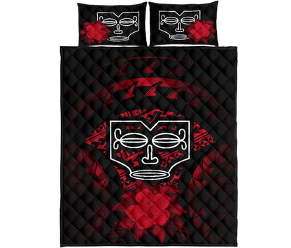 Marquesas Islands Polynesian Quilt Bed Set Hibiscus Red