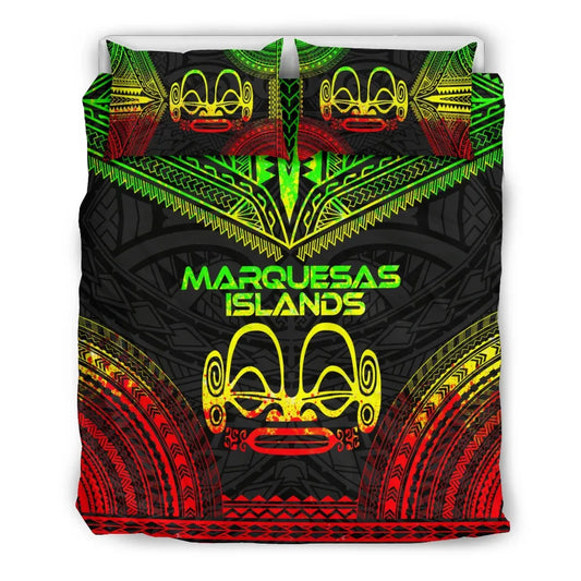 Marquesas Islands Polynesian Chief Duvet Cover Set - Reggae Version