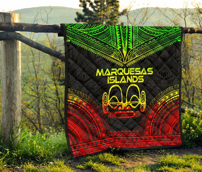 Marquesas Islands Premium Quilt - Marquesas Islands Tiki Face Polynesian Chief Reggae Version