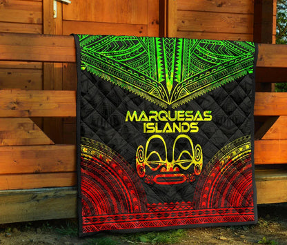 Marquesas Islands Premium Quilt - Marquesas Islands Tiki Face Polynesian Chief Reggae Version