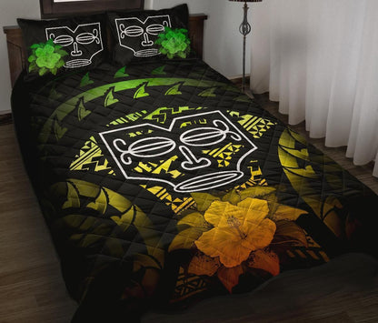 Marquesas Islands Polynesian Quilt Bed Set Hibiscus Reggae