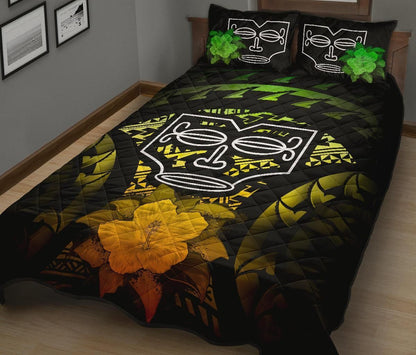 Marquesas Islands Polynesian Quilt Bed Set Hibiscus Reggae