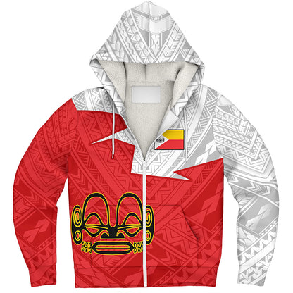 Marquesas Islands Sherpa Hoodie Polynesian Tattoo Flag And Coat Of Arms