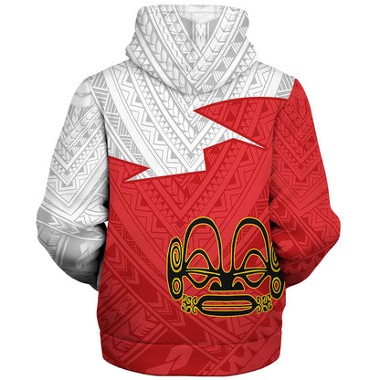 Marquesas Islands Sherpa Hoodie Polynesian Tattoo Flag And Coat Of Arms