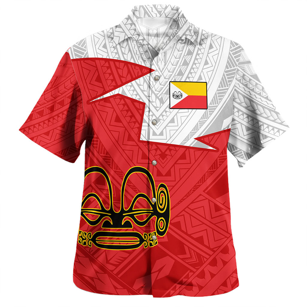 Gambier Islands Hawaiian Shirt Polynesian Tattoo Flag And Coat Of Arms