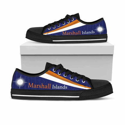 Marshall Islands Flag Low Top Canvas Shoes - Flag With Patterns