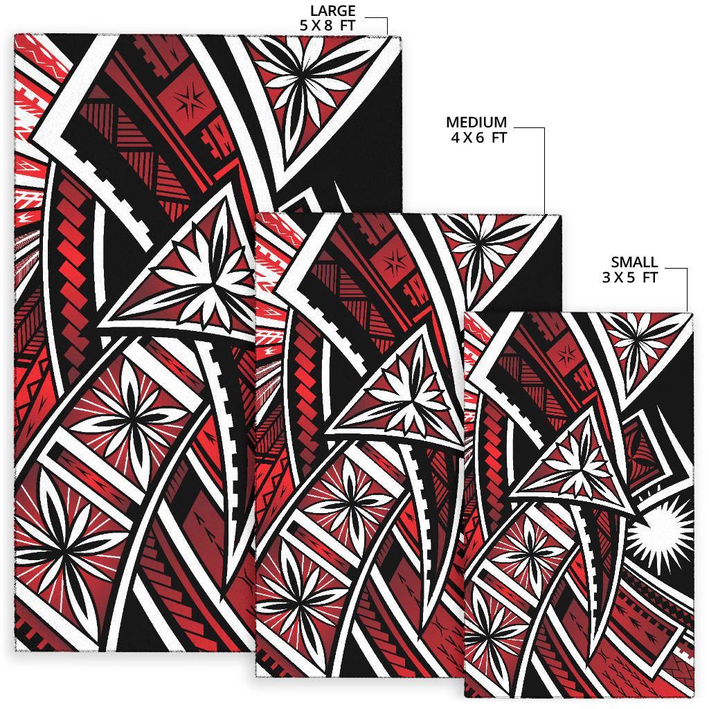 Marshall Islands Area Rug - Tribal Flower Special Pattern Red Color