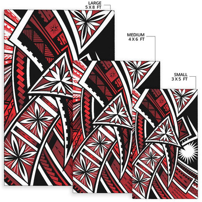 Marshall Islands Area Rug - Tribal Flower Special Pattern Red Color