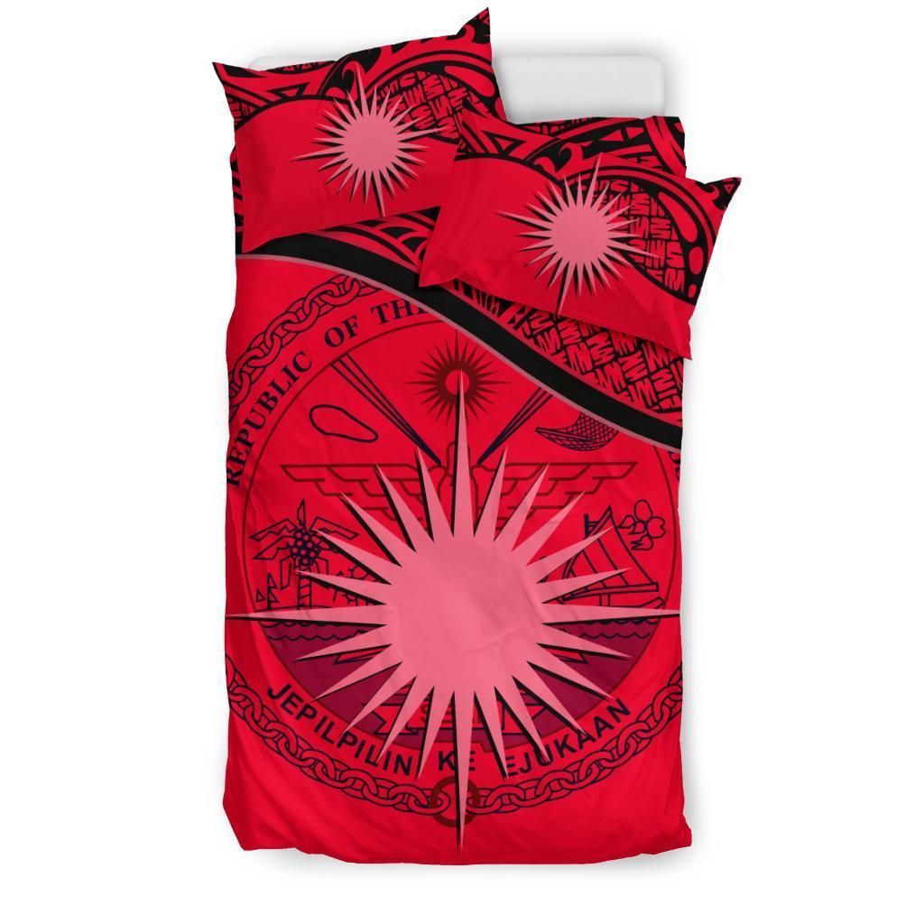 Marshall Islands Duvet Cover Set - Marshall Islands Coat Of Arms & Flag Red