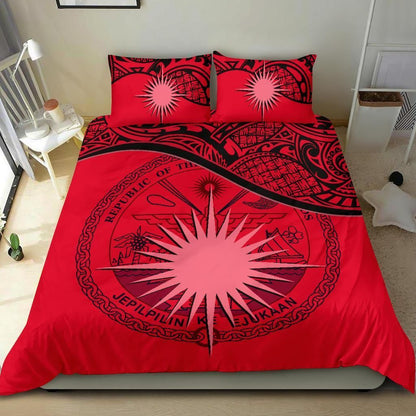 Marshall Islands Duvet Cover Set - Marshall Islands Coat Of Arms & Flag Red