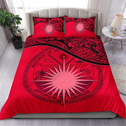 Marshall Islands Duvet Cover Set - Marshall Islands Coat Of Arms & Flag Red