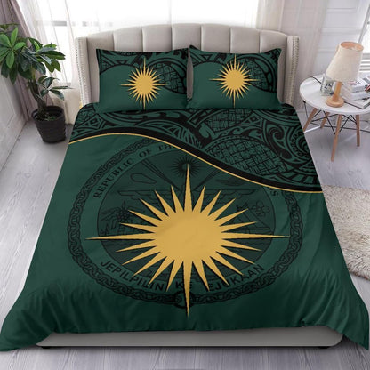 Marshall Islands Duvet Cover Set - Marshall Islands Coat Of Arms & Flag Green